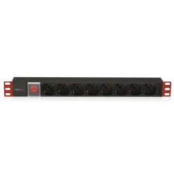 Listwa Zasilająca Rack 1u 8x Schuko, Kabel C14, Włącznik, 2m